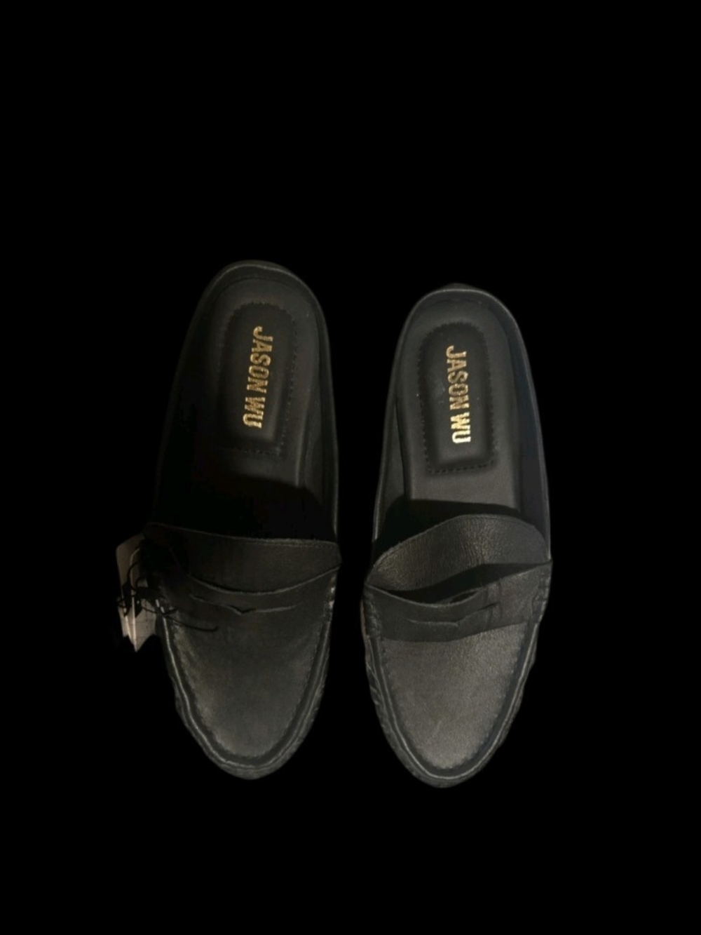 Jason Wu Black Leather Penny Loafers Slip-Ons